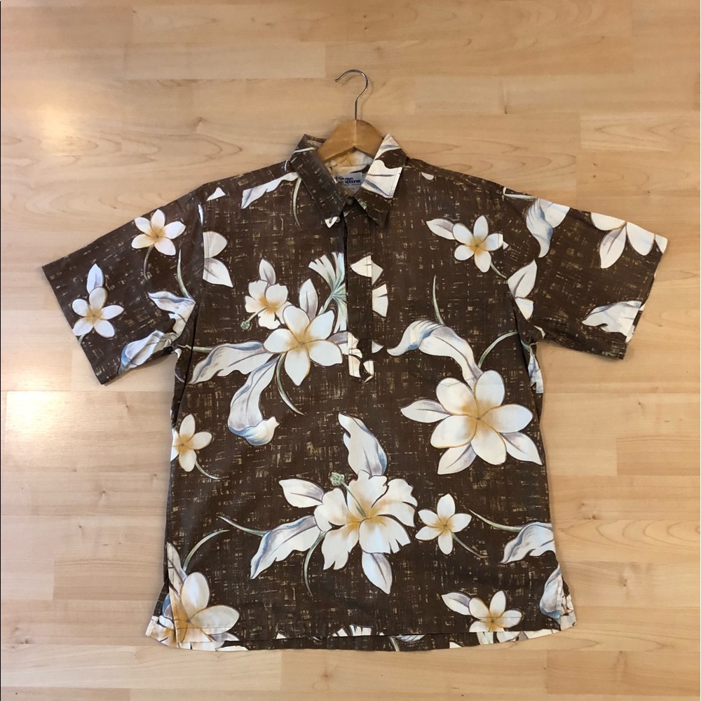 Reyn Spooner Brown Plumeria Aloha Shirt